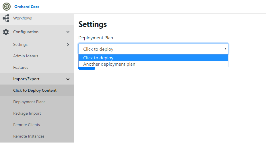 Select the deployment plan to use with the click to deploy
