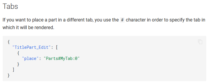Tabs placement documentation
