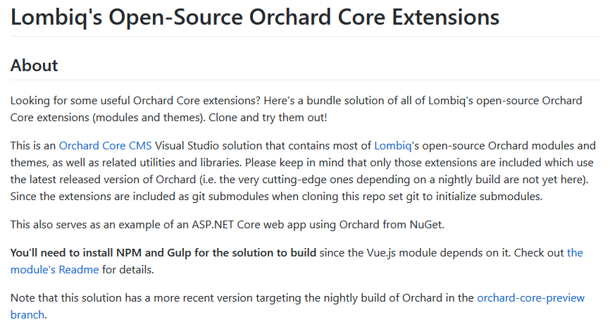 The Lombiq's Orchard Core extensions