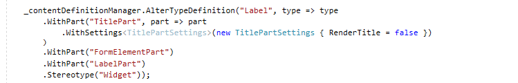 TitlePartSettings for the Label content type