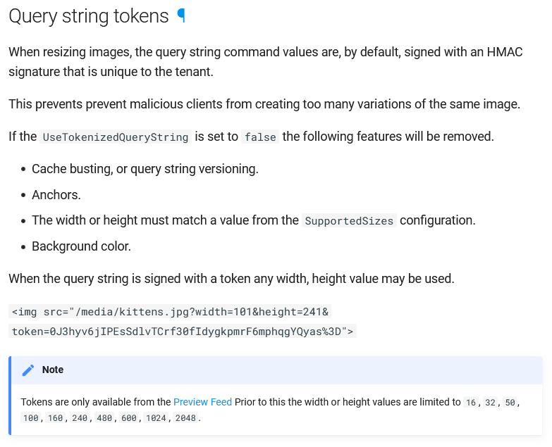 Updated documentation for query string tokens