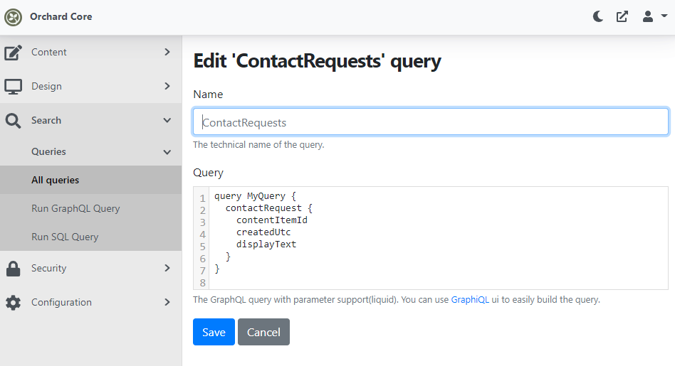 ContactRequests query