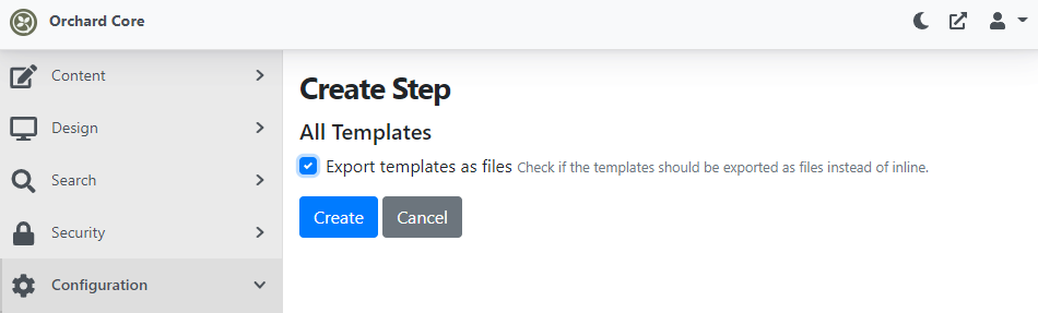 Export templates as files option