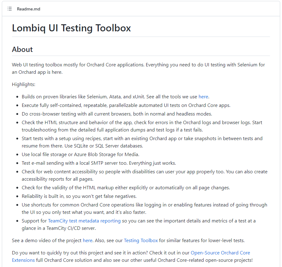 Lombiq UI Testing Toolbox Readme