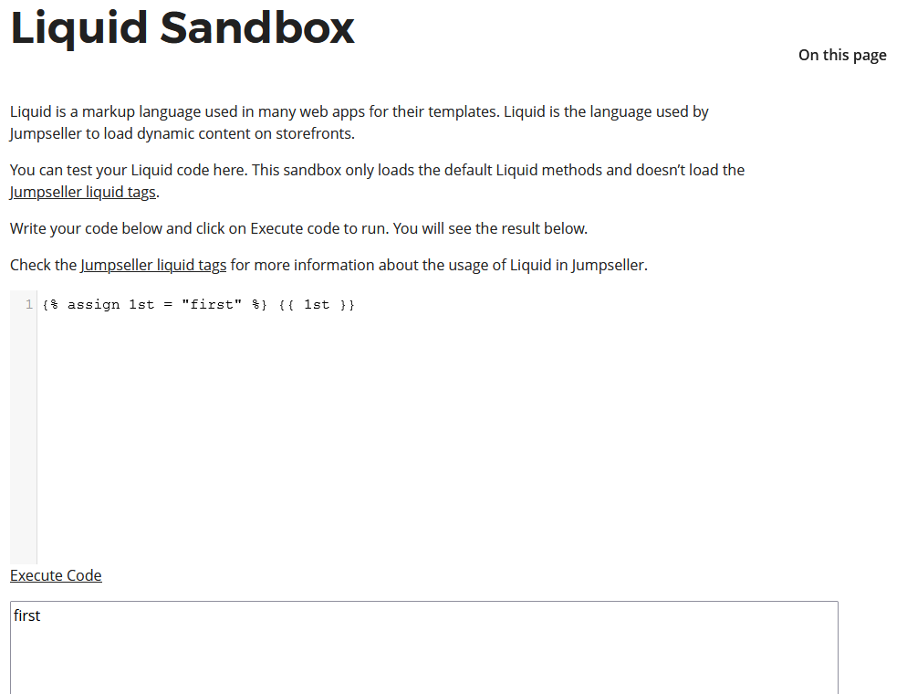 Jumpseller Liquid Sandbox