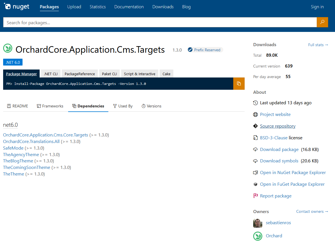 Orchard Core 1.3.0 on NuGet