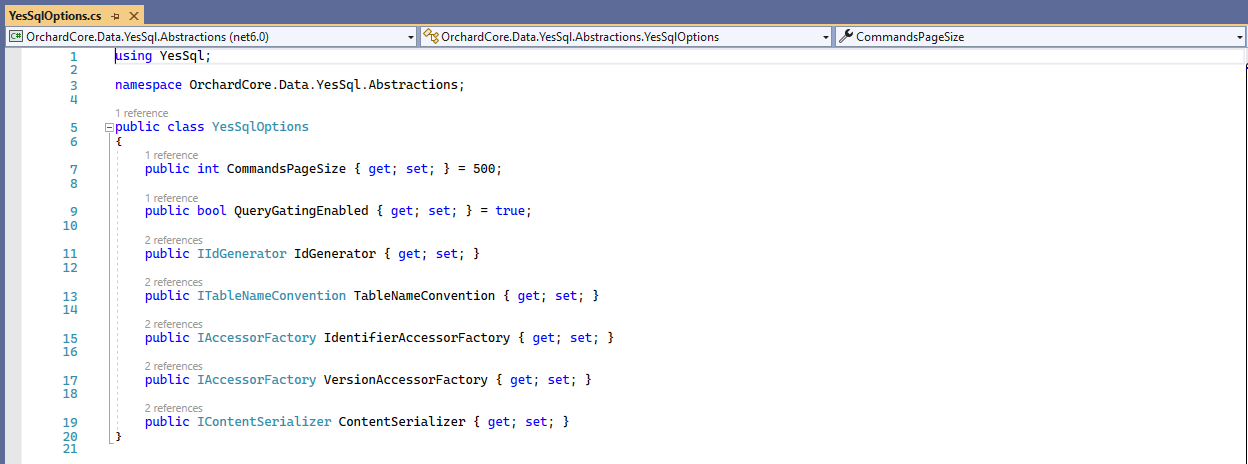 Class that can be used to override YesSql configuration