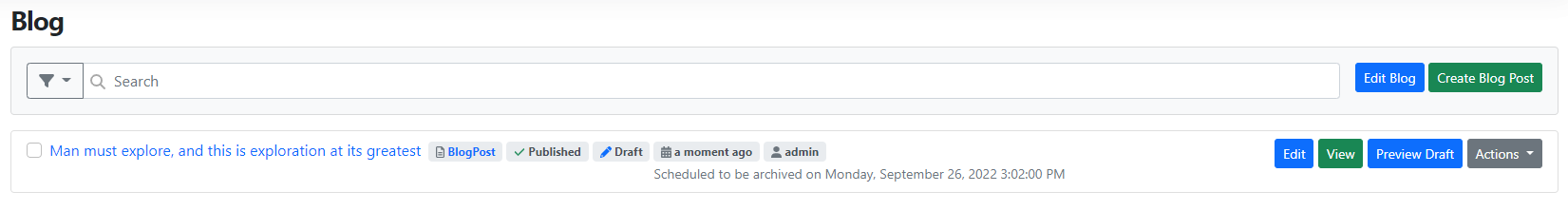 A content item which is scheduled to be archived