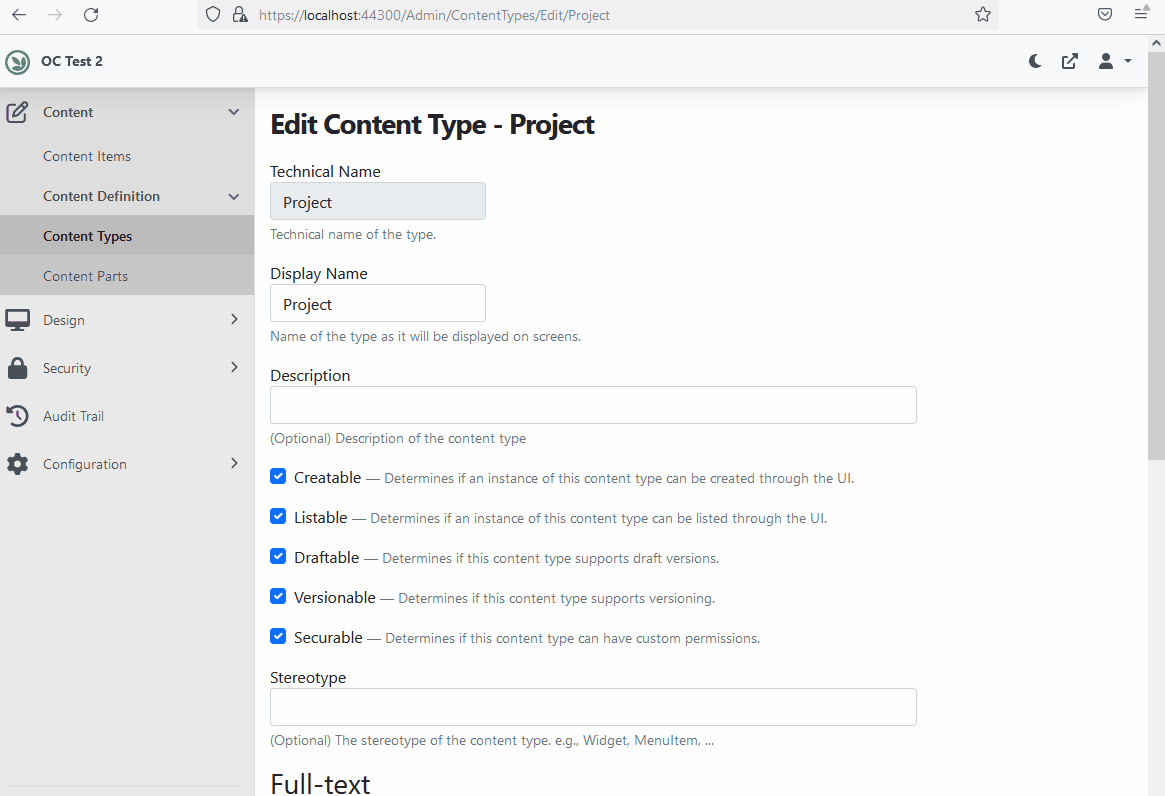 Set the Contained Content Types for Bag Part