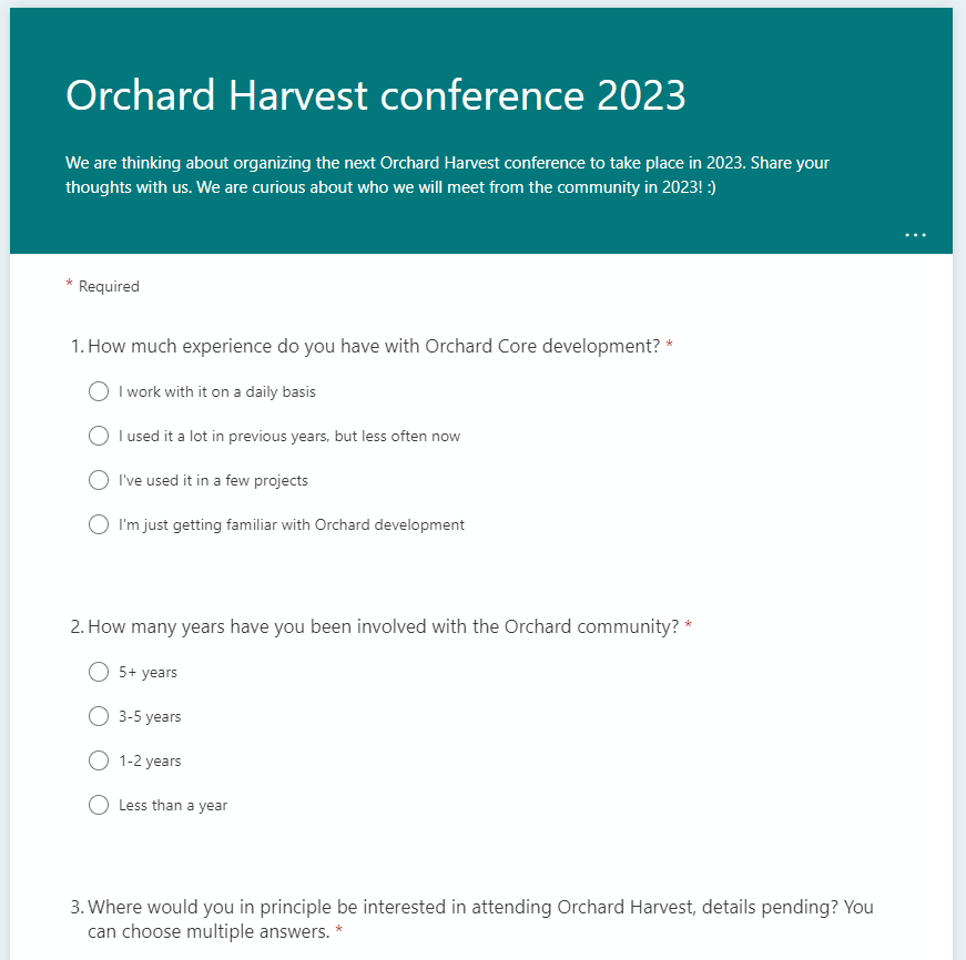 Orchard Harvest conference 2023 survey