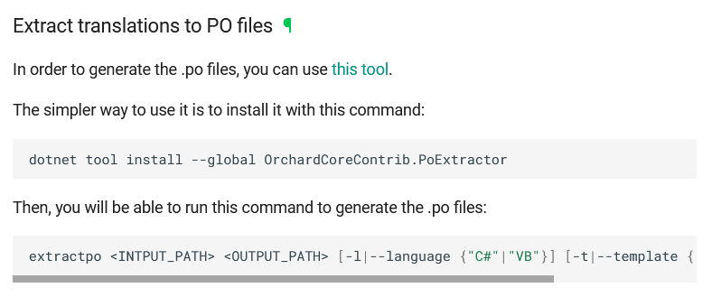 Extract translations to PO files documentation