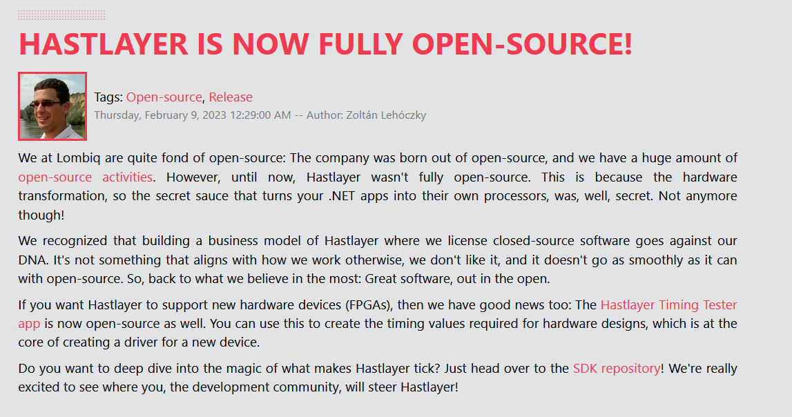 Open-source Hastlayer