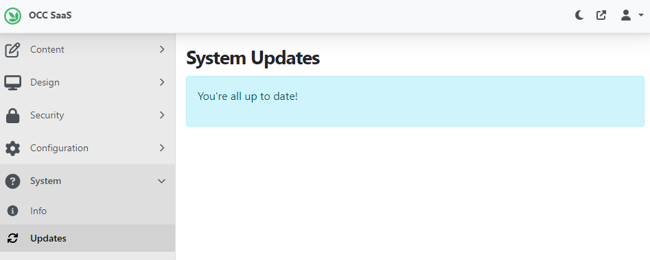 System updates page