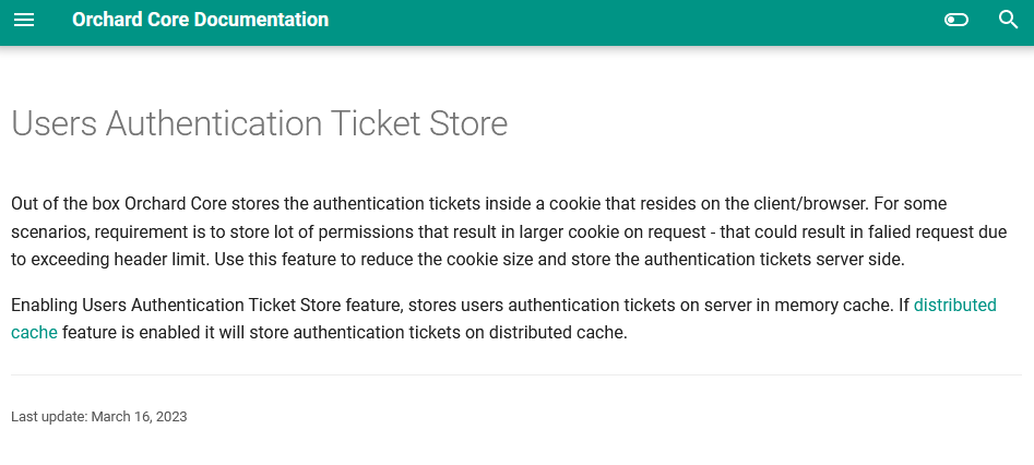 Documentation about Users Authentication Ticket Store
