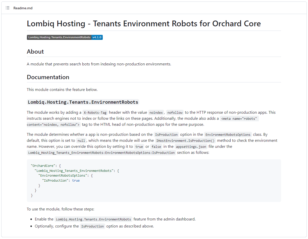 Lombiq Hosting - Tenants Environment Robots for Orchard Core Readme