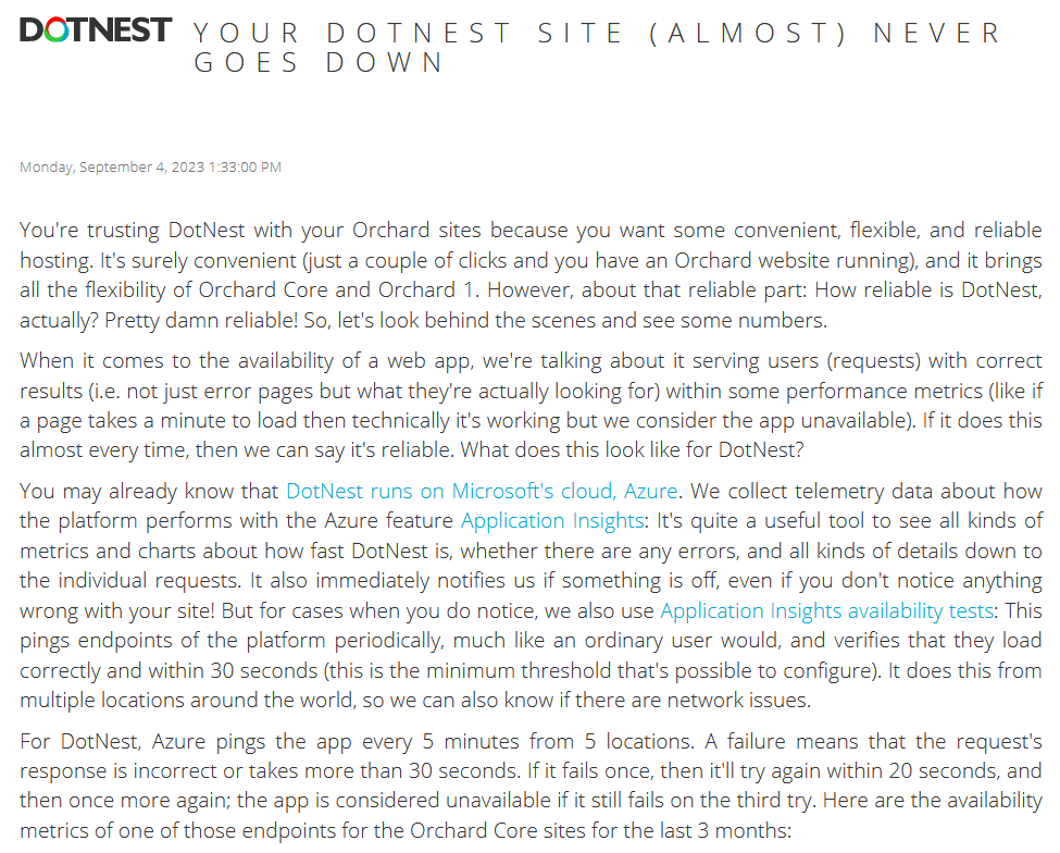 Your DotNest site (almost) never goes down