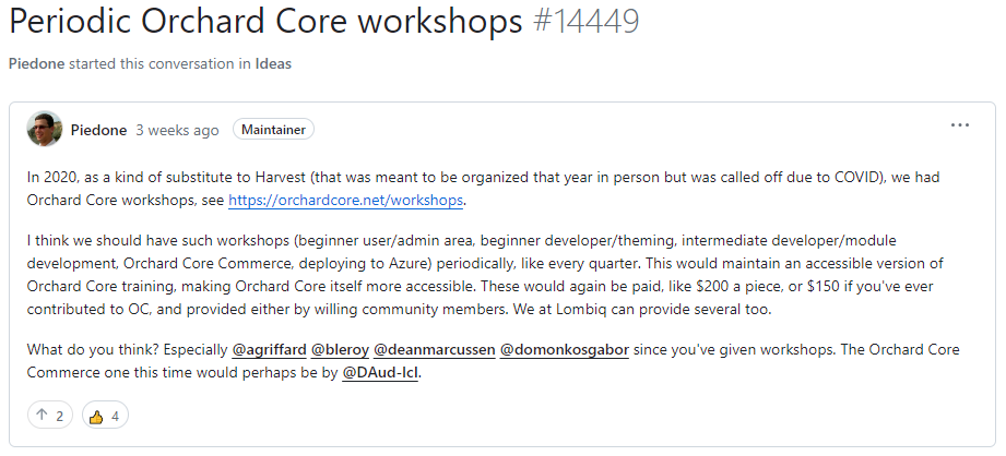Orchard Core Workshops