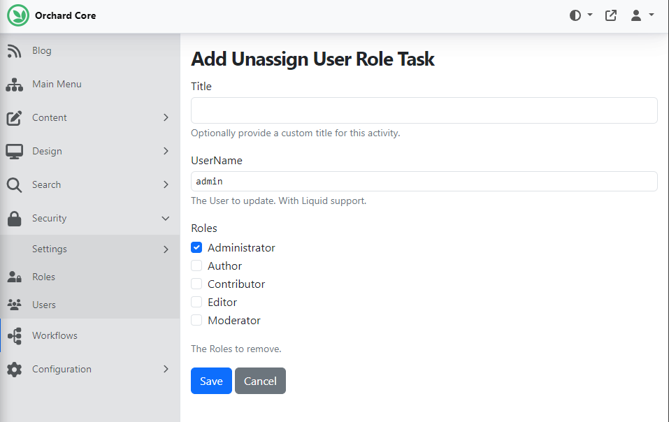 Unassign User Role Task
