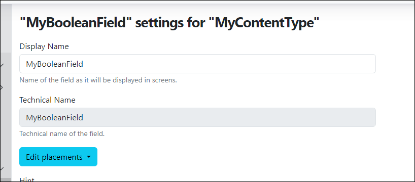Issue with the content field's display name