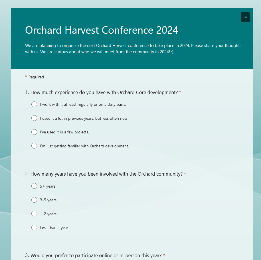 Orchard Harvest 2024 survey