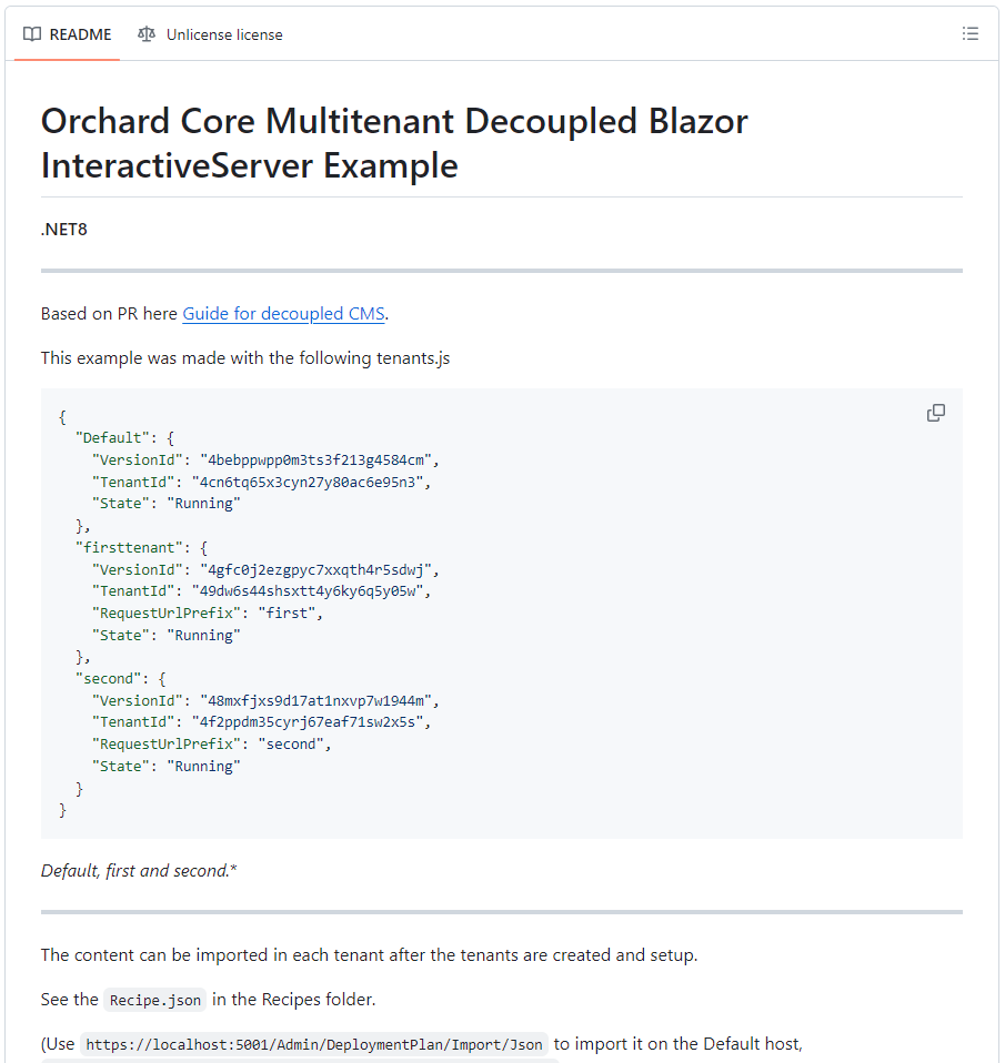 Multitenant Decoupled Blazor InteractiveServer Example