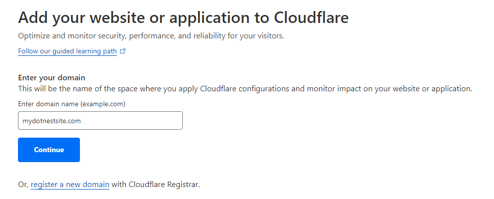 Add site step on Cloudflare